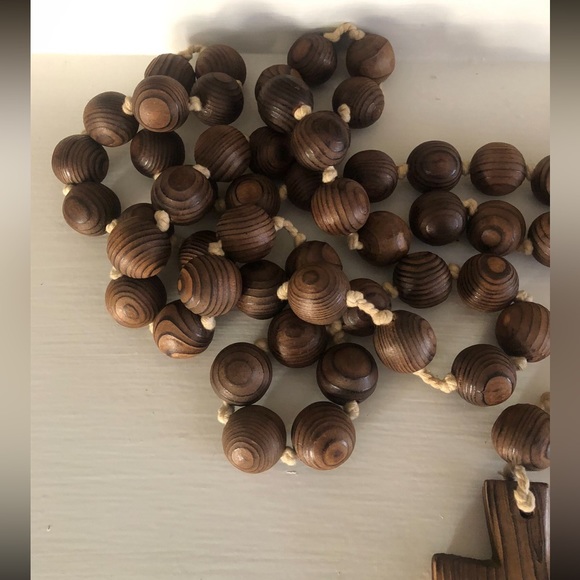 Large Catholic Wooden Rosary Prayer Beads - Picture 2 of 6